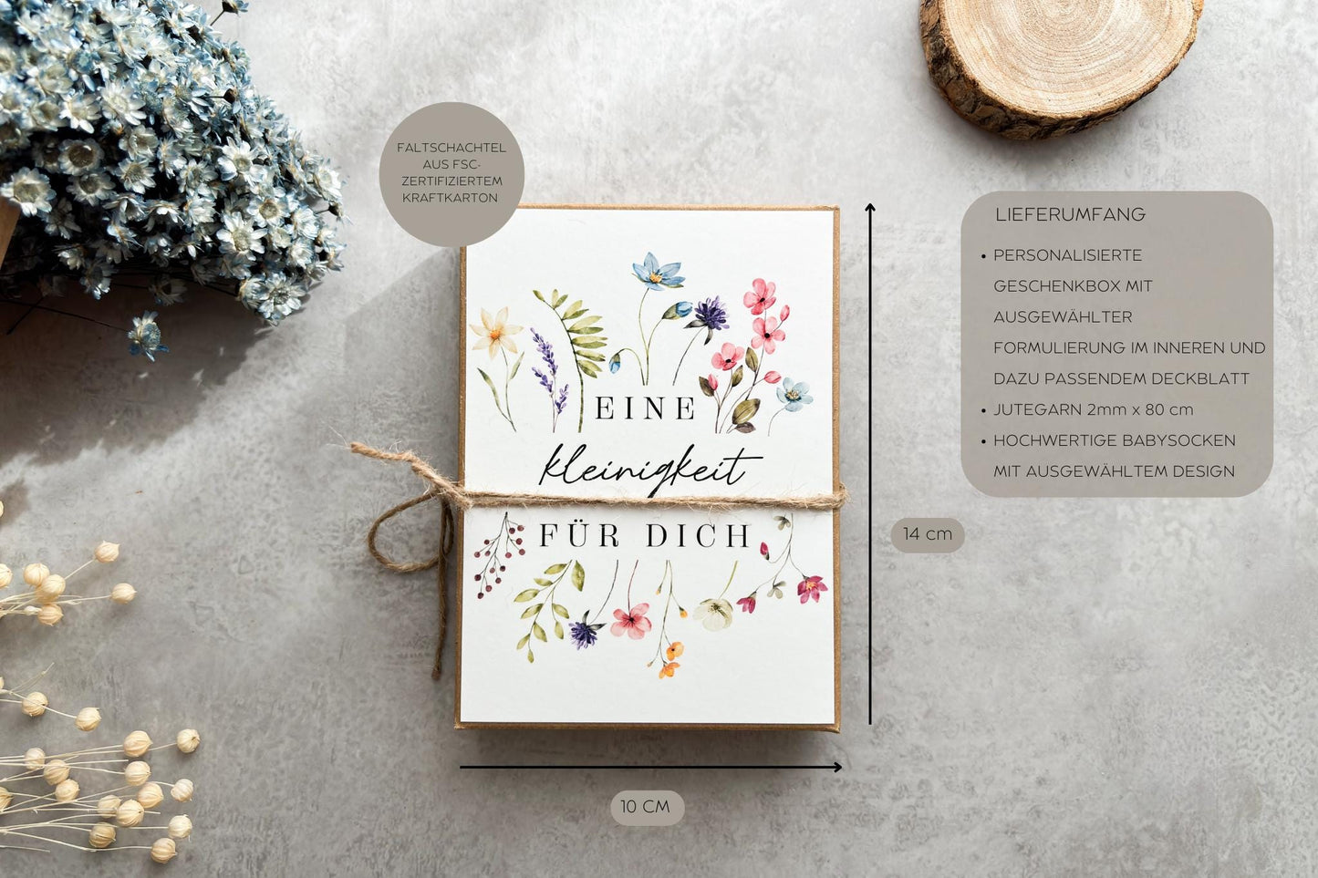 Schwangerschaft verkünden | Geschenkschachtel Wildblumen | Baby verkünden | Ihr werdet Oma und Opa | Babysocken Überraschung Baby