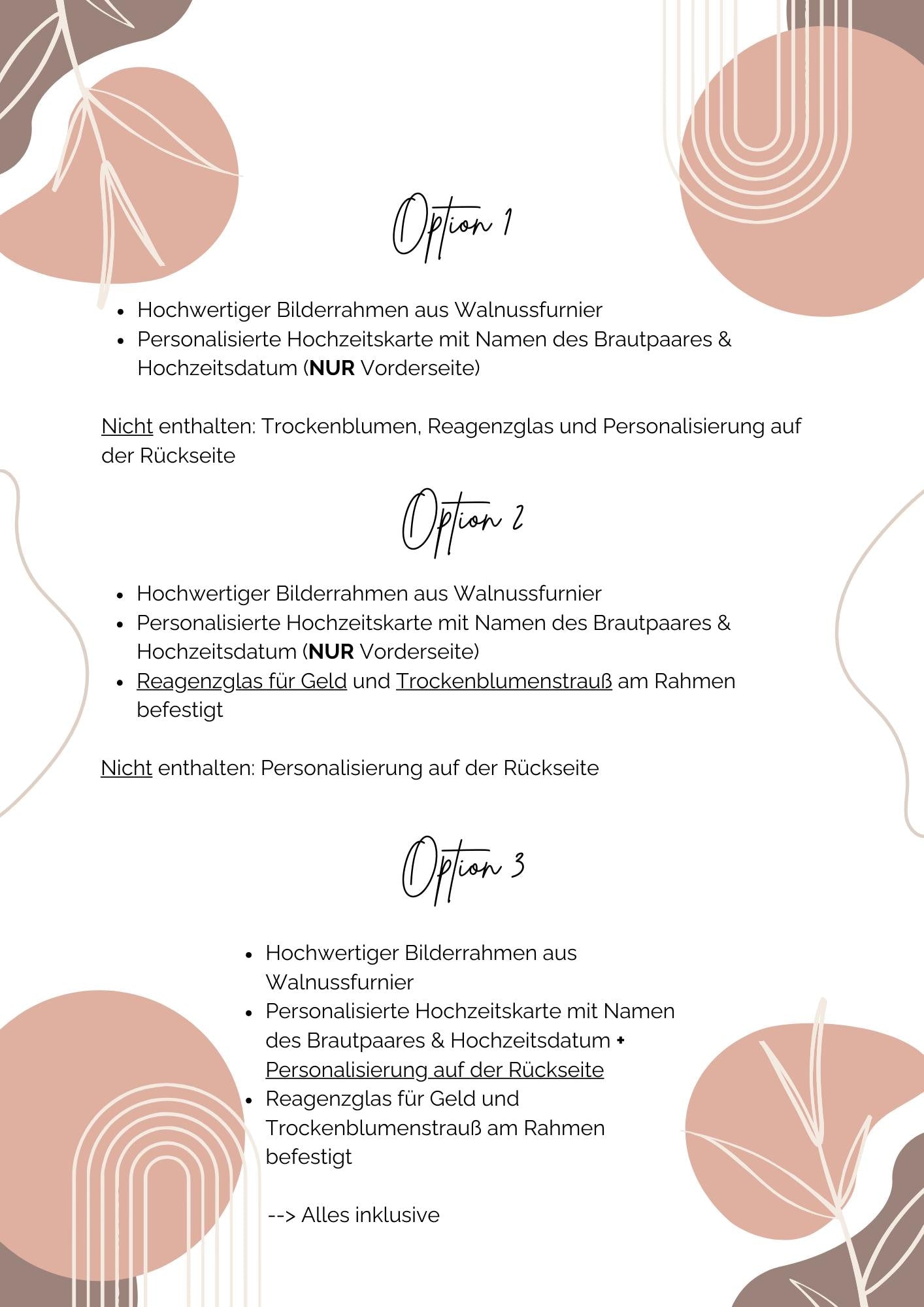 Geldgeschenk zur Hochzeit mit Strauß aus Trockenblumen | Acryl Bilderrahmen | personalisiert | Hochzeitsgeschenk | Brautpaar Geschenk Geld