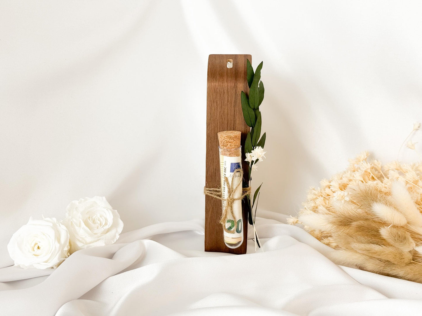 Geldgeschenk zur Hochzeit mit Strauß aus Trockenblumen | Acryl Bilderrahmen | personalisiert | Hochzeitsgeschenk | Brautpaar Geld für immer