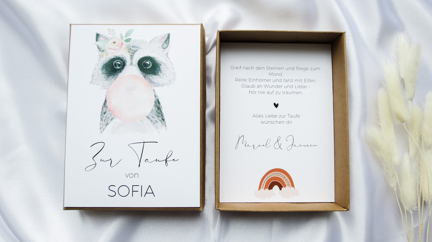 Geschenk für Taufe - Geschenkbox "WASCHBÄR"