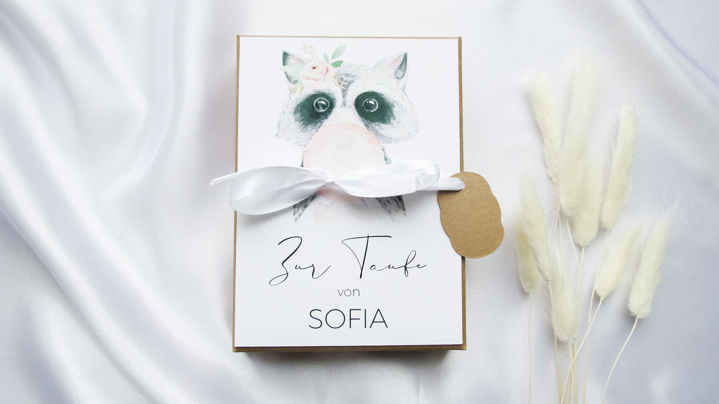 Geschenk für Taufe - Geschenkbox "WASCHBÄR"
