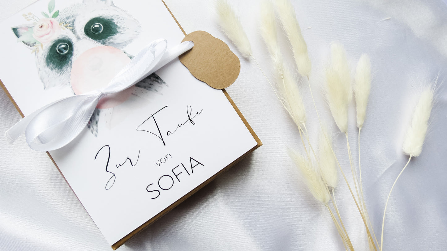 Geschenk für Taufe - Geschenkbox "WASCHBÄR"