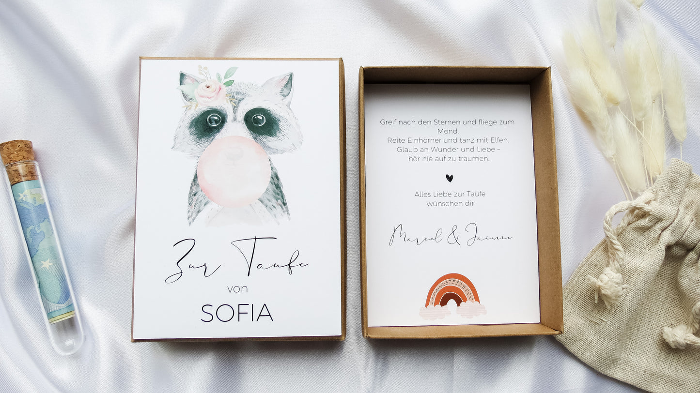 Geschenk für Taufe - Geschenkbox "WASCHBÄR"