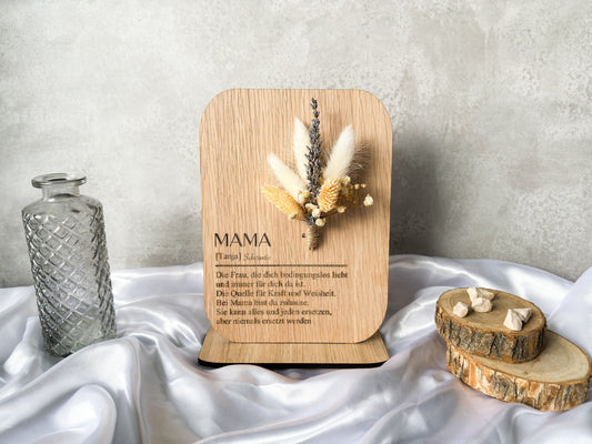 Geschenk für Mama | Muttertagsgeschenk Holzbild mit Blumenstrauß | personalisierbar || Substantiv Spruch | Muttertag
