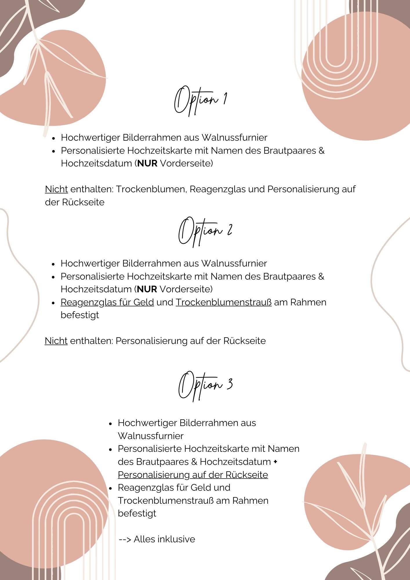 Geldgeschenk zur Hochzeit mit Strauß aus Trockenblumen | Acryl Bilderrahmen | personalisiert | Hochzeitsgeschenk | Brautpaar Geld Flower