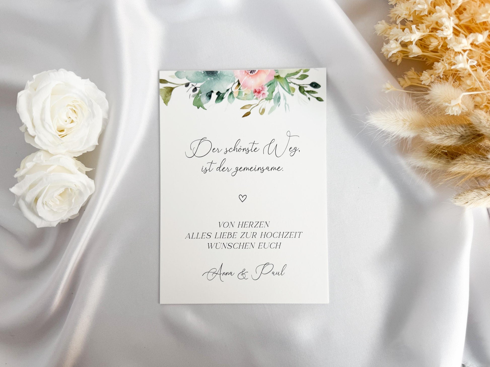 Geldgeschenk zur Hochzeit mit Strauß aus Trockenblumen | Acryl Bilderrahmen | personalisiert | Hochzeitsgeschenk | Brautpaar Geld Flower
